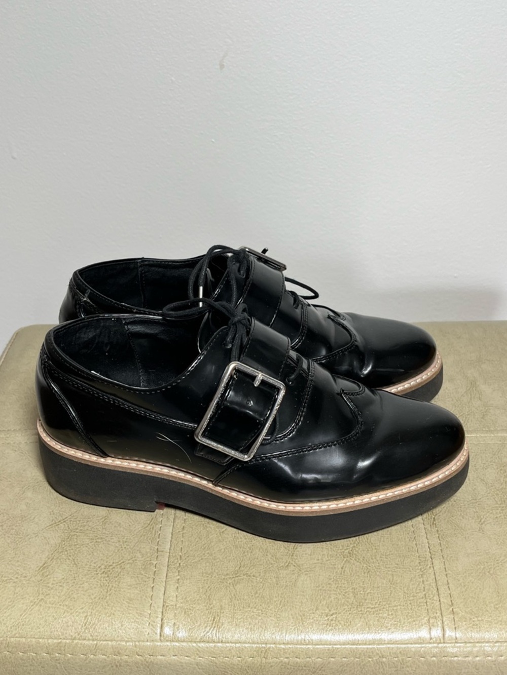Zara Black Patten Leather Oxford 
Size 36
